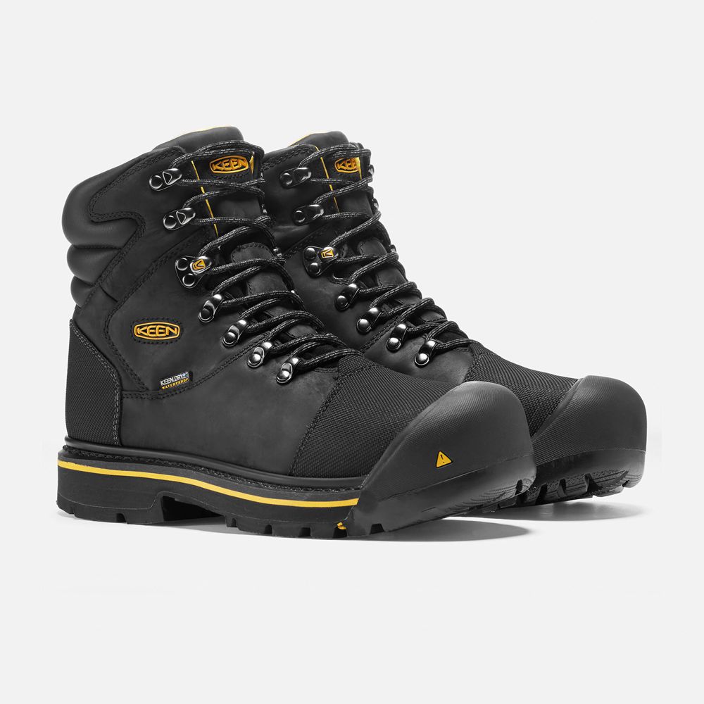 Cizme Keen Romania Barbati Negrii Milwaukee Waterproof (Steel Toe) 5840-HKIPJ